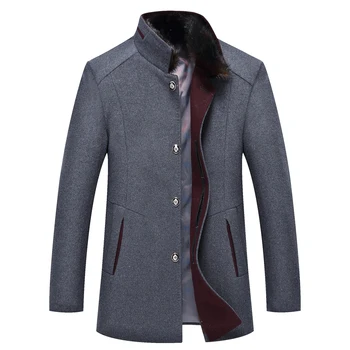 

Vodof Casaco Masculino Abrigo Wool Coats Thicken Men Woolen Coat Warm Overcoat Fur Collar Jackets Plus Size M-5XL Brown Navy