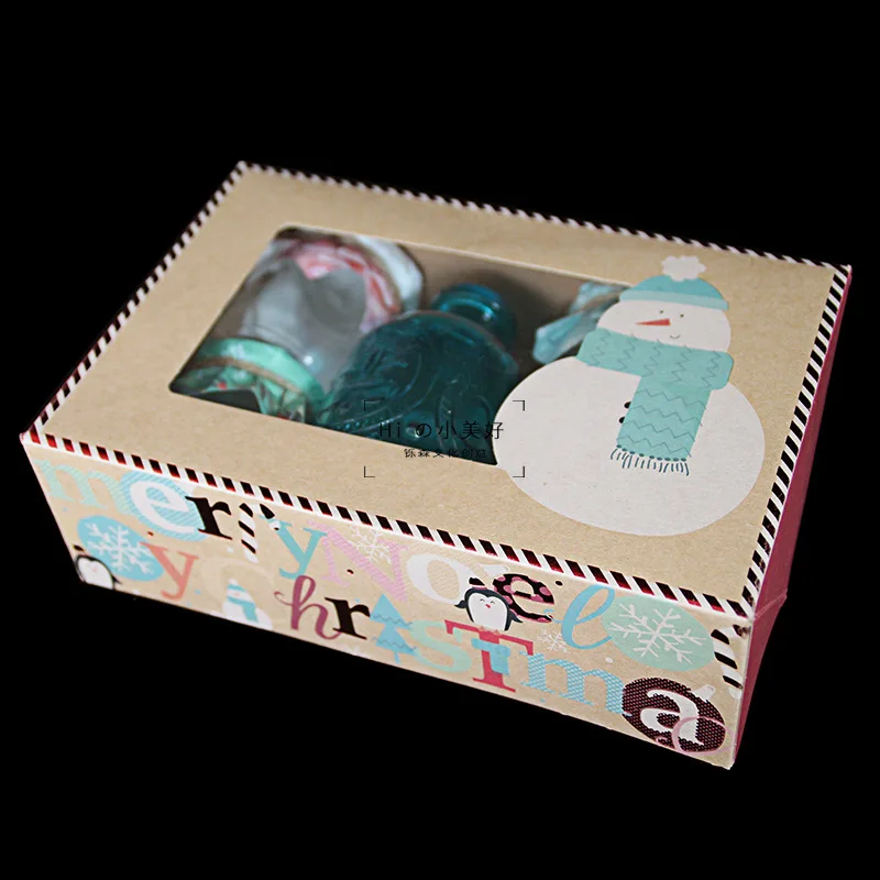 10pcs Christmas snowfake Box Transparent Window Puff Gift Box Handmade Cookie Candy Packing Box Wedding Party Decoration