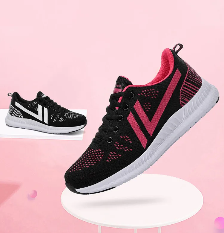 QJ 916-2019 Autumn Mesh Women Sneakers Woman Sport Running Flat Shoes-1