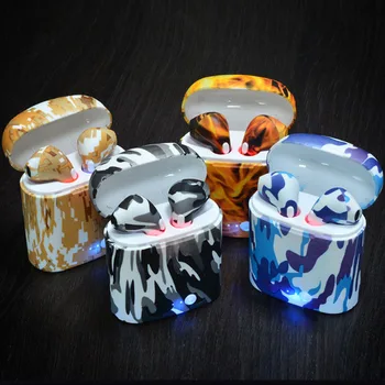 

Camouflage I7S TWS mini Bluetooth 5.0 earphone earbuds colorful painting wireless headset with charging box for Iphone11 Android