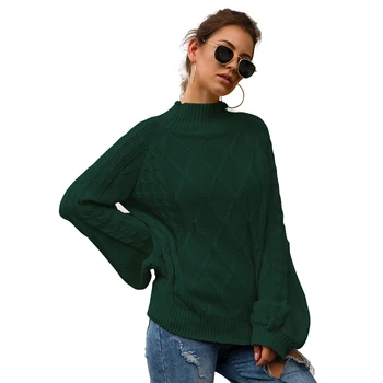 

Long Lantern Sleeve Women Turtleneck Sweaters Autumn Winter Warm 2019 Pull Jumper European Casual Loose Female Oversized Sweater