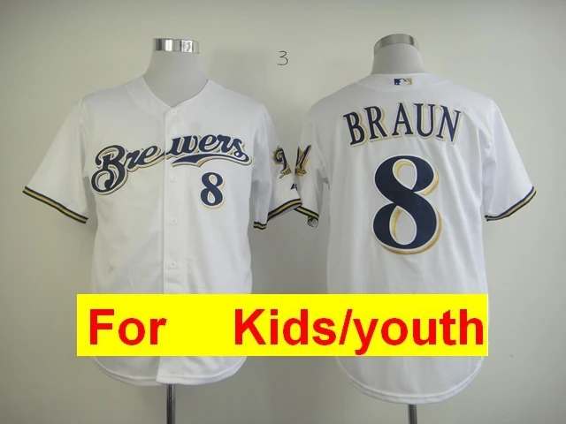 Молодежный Милуоки Кристиан йелич Лоренцо Каин Эрика Темза Лоренцо Каин Ryan Braun FLEX& Cool базовый плеер Джерси - Цвет: Серый
