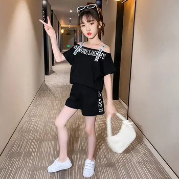 

Girls’ Summer Clothing Camisole Set 2020 New Style Online Celebrity Children Big Boy Korean-style Summer Shorts Western Style Tw
