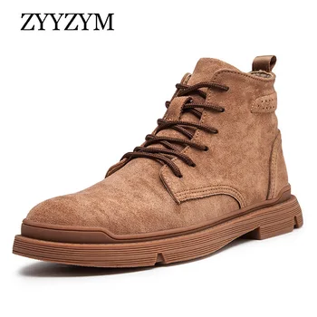 

Mens Boots 2020 Autumn Winter Outdoor Army Boots High Top Short Boots Street Trend Fashion British Style Retro Tooling Boots Men