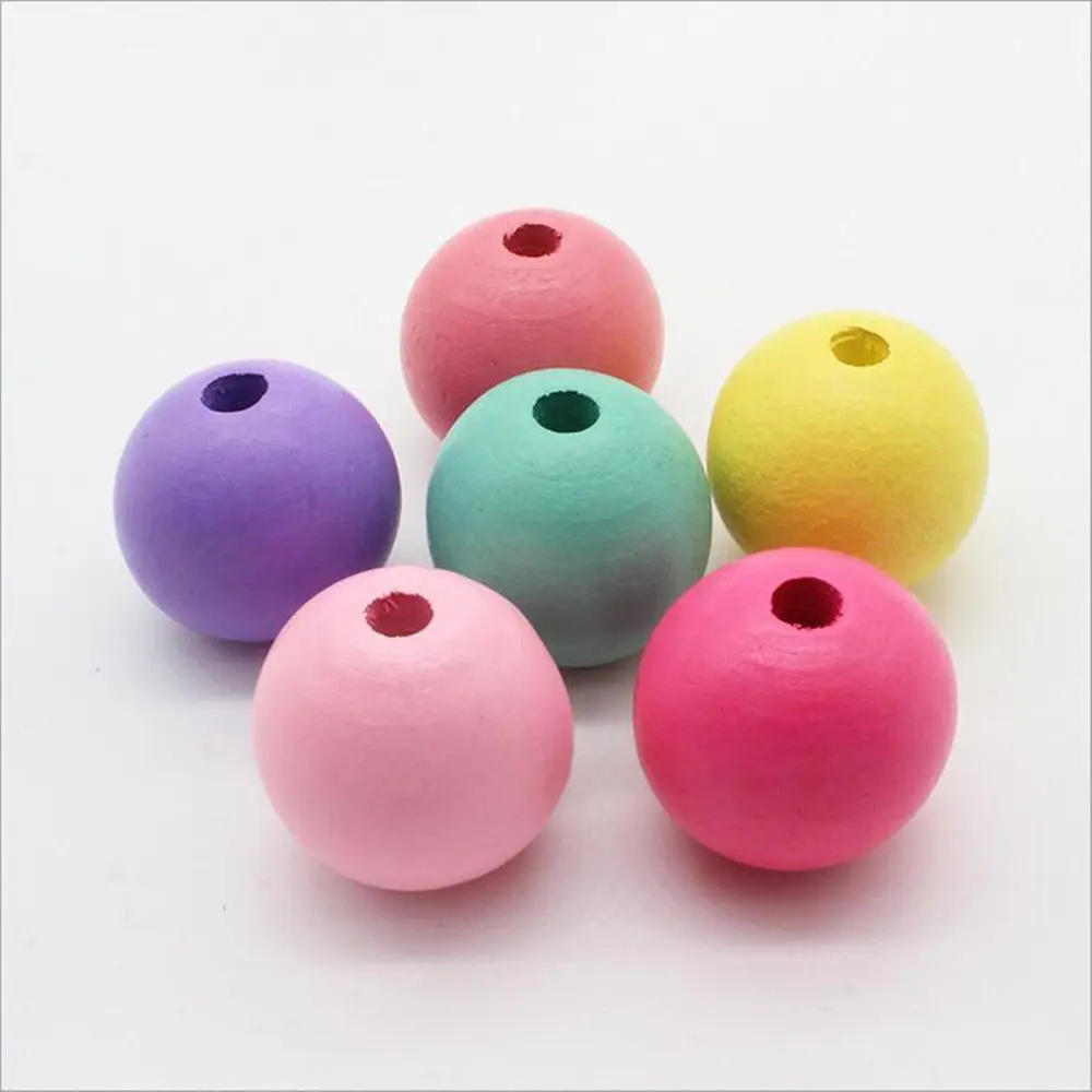 20pcs Candy colors Wooden Bead Round DIY Baby Pacifier Clip Jewelry Accessories 25mm | Дом и сад