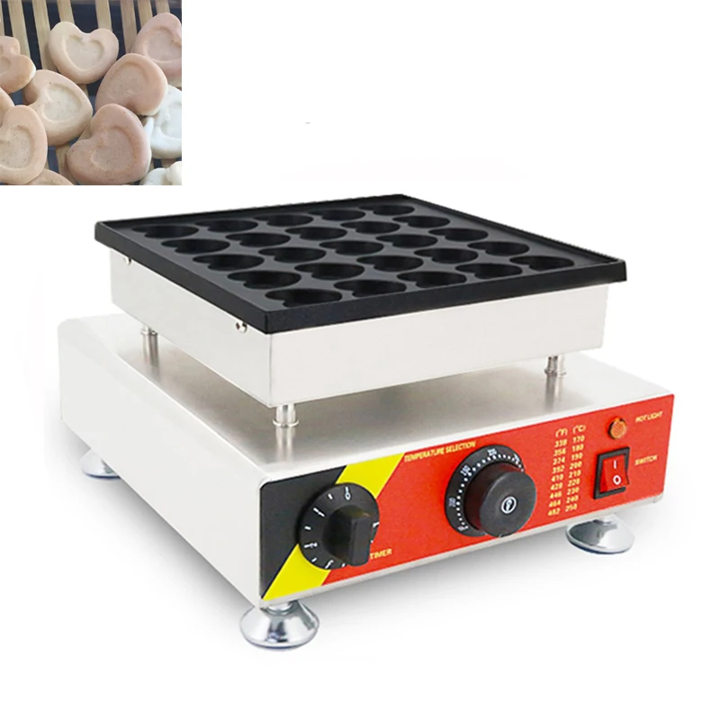 

Commercial Electric 25 Holes Heart Shape Poffertjes Grill Dutch Waffle Maker Mini Pancake Waffle Iron Machine 110v 220v CE