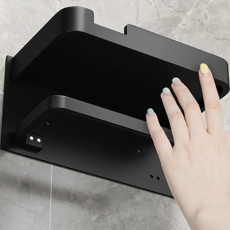 Paper Holder Wall Mounted Bathroom Accessories Phone Rack Toilet Shelf Space Aluminum Towel Rack Tissue Boxes paper towel holder toilet paper holder toilet roll holder paper towel rack tissue holder