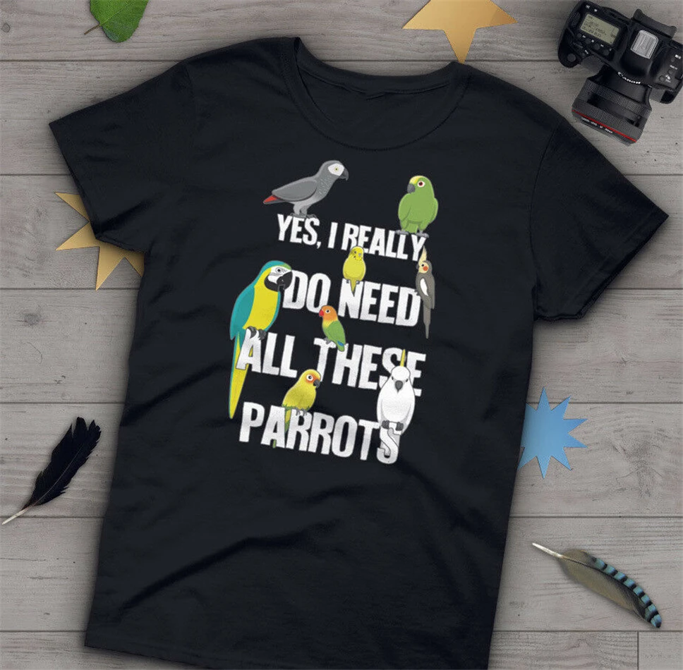 Parrot T-Shirt S M L 1-3Xl Mens Womens Pet Gift Bird Lover Cockatiel Conure Apparel Casual  Tee Shirt | Мужская одежда