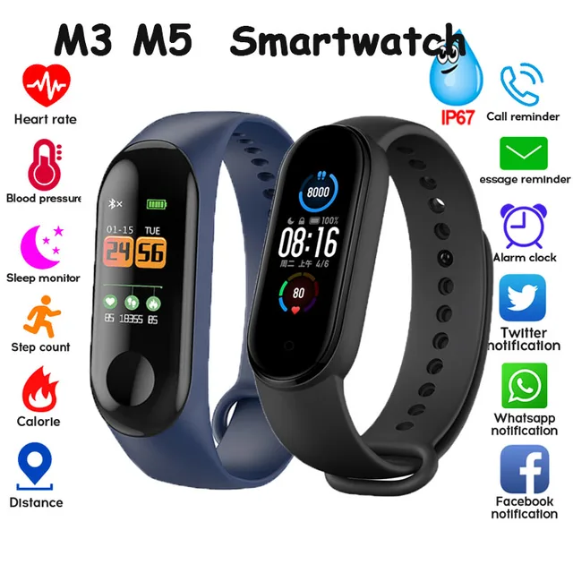 Electronic Smart Watch Women Men Unisex Heart Rate Monitor Fitness Tracker Smartwatch For Android Phone M3 M5 Watches For Xiaomi 1