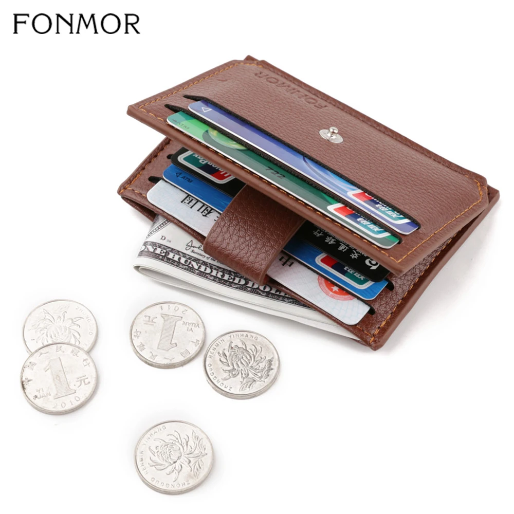 

Fonmor New Male Slim Wallet Purses Coin-Pouch-Bag Men Card-Holder Business Zipper Hasp Credit Small Fashion PU Leather 2019 Hot