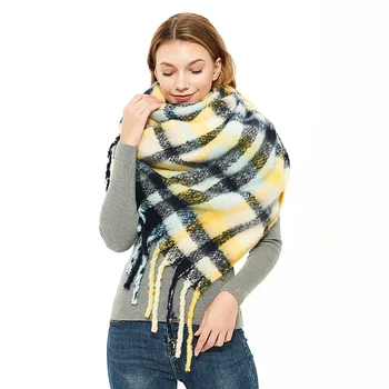 

Oloey Winter Luxury Plaid Thickness Tassel Scarf Women Soft Fashion Casual Hajab Scarf Ladies Basic High Quality Shawls Pashmina