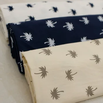 

2020 Spring and Summer New Men 's Button- Shirt Coconut Tree Printed Twill Washed Korean Children 's Clothing 100% Cotton Fabric