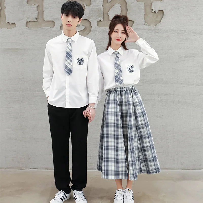 

Korean Junior High School Students School Uniforms Suit British Preppy Style Spring Autumn Boy Girl Class Skirt Set
