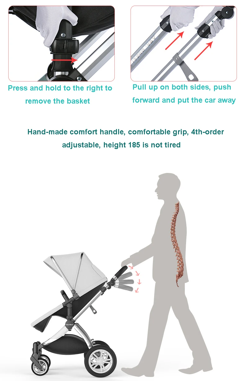  Baby stroller high landscape stroller reclining can sit stroller stroller light foldable stroller l