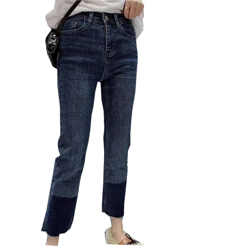 Осень-зима, женские джинсовые штаны в стиле мамы, повседневные, цветные, с заплатками, для работы, с высокой талией, вымытые, синие, бойфренды, женские джинсы