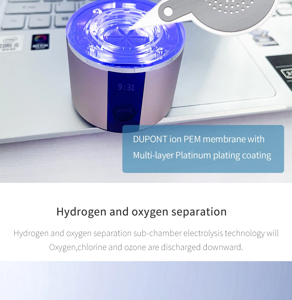 Gerador de Água de Hidrogênio Qualidade até 5000ppb 3 em 1 Uso com Kit Bluevida Super Nanotech Dupont Pem Inalador Display Led Spe 10 3 em 1 uso com kit inalador display led