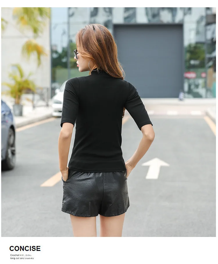 MRMT 2023 Marke Neue frauen T-sh Nahen Ärmeln Körper Abnehmen Frauen T-sh für Frau Semi-Hohen kragen Dünne Tops T280_voghion.com