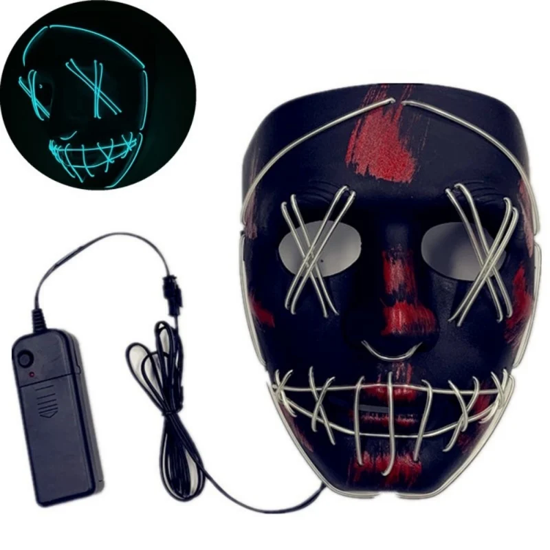 

Halloween Mask LED Maske Light Up Party Masks Face Glow In Dark Neon Maska Cosplay Mascara Horror