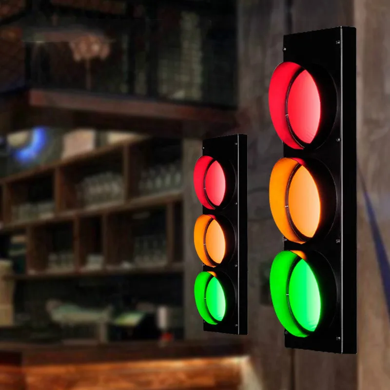 American Retro Traffic Light Wall Lamp Aisle Corridor Bar Color Retro Cafe Iron Wall Lamp Luminaria Outdoor Wall Sconce Lighting