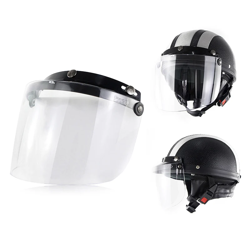 Windproof 3-Snap Visor Lens Shield for Motorcycle Helmets Flip Up Down C44