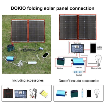 Dokio 18V 100w Solar Panel 12V Flexible Foldble Solar Charge mobile phone usb Outdoor Solar Panels For camping/Boats/Home 3