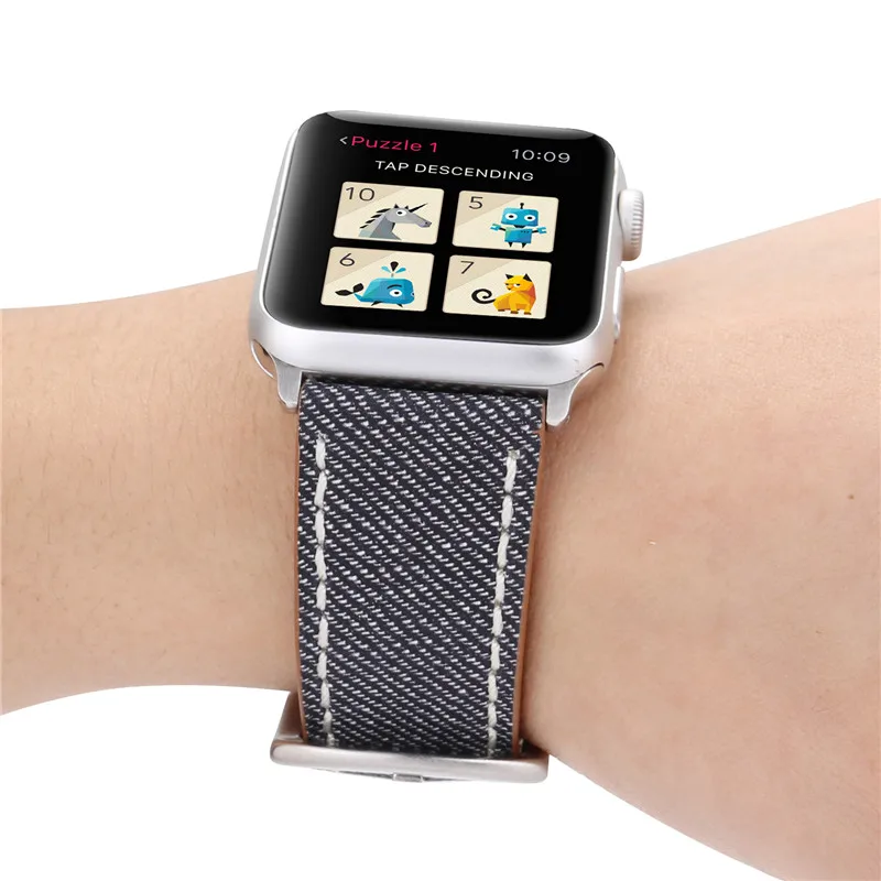Джинсовые сменный ремешок для наручных часов Apple Watch 44/40 мм длина браслета спортивный браслет Повседневное браслеты для наручных часов iWatch