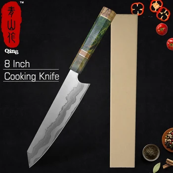 

QING Cooking Damascus Chef Knife High Carbon Damascus Steel Kitchen Knives Set 8 inch Kiritsuke Chef Cleaver Kitchen Accessories