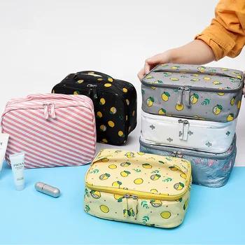 

Korean-style Fashionable Cosmetic Bag AB-Travel Storage Bag Wash Bag Floral Seperated Makeup Bag Hand Make-up Bag