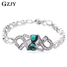 GZJY модные Очаровательные Белые сердце золотистого цвета синий камень и AAA циркониевые браслеты для женщин Свадебные украшения подарок