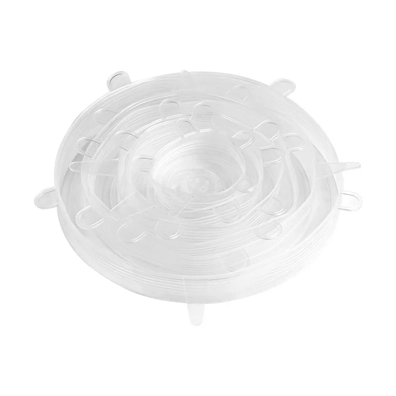 

6 Pcs/Set Food Silicone Cover Cap Kitchen Universal Accessories Silicone Reusable Reusable Silicone Stretch Cover