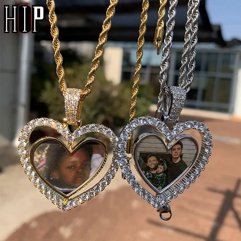 12 PCS Hip Hop Heart Bling Double Sides Rotating Sublimation Necklace  Sublimation Jewelry Necklace - AliExpress