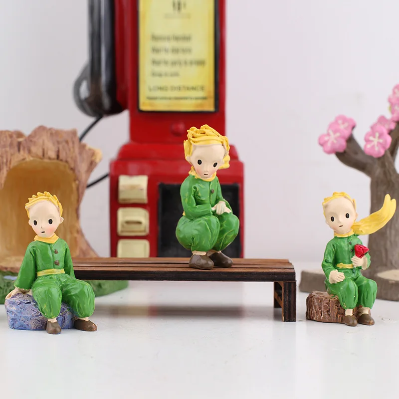 Маленькие фигурки принц статуя из смолы Роза для детей Рождественский подарок миниатюры бонсай мох Декор террариума Фея мальчик Искусство мультфильм