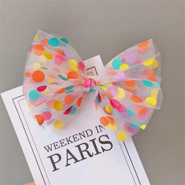 white hair clip 8 шт./партия, новые модные детские заколки для волос в горошек с бантом Модные Цветные шнурок для волос для девочек заколка в виде бантика - Цвет: white hair clip