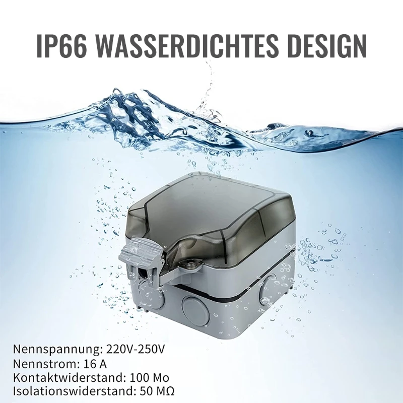 

Outdoor Socket IP66 Waterproof Outlet Power Box Socket With USB Charging Port Weatherproof Compatible w/ Entrance Garden