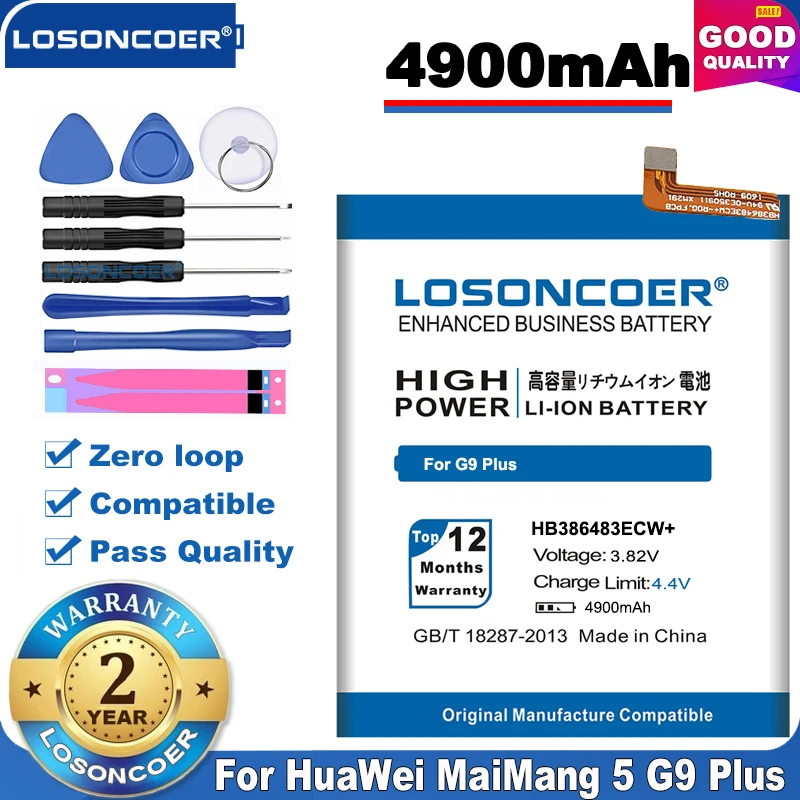 Оригинальный аккумулятор LOSONCOER 4900 мАч HB386483ECW + для Huawei Maimang 5 MLA AL00/AL10 G9 Plus Honor 6X