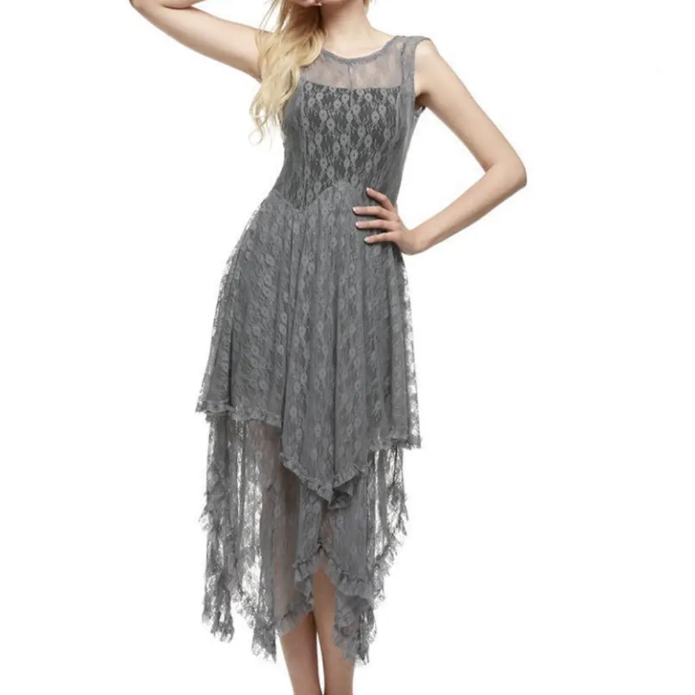 Lace Dress Women Sleeveless Hollow Out Female Plus Size Vintage | Женская одежда