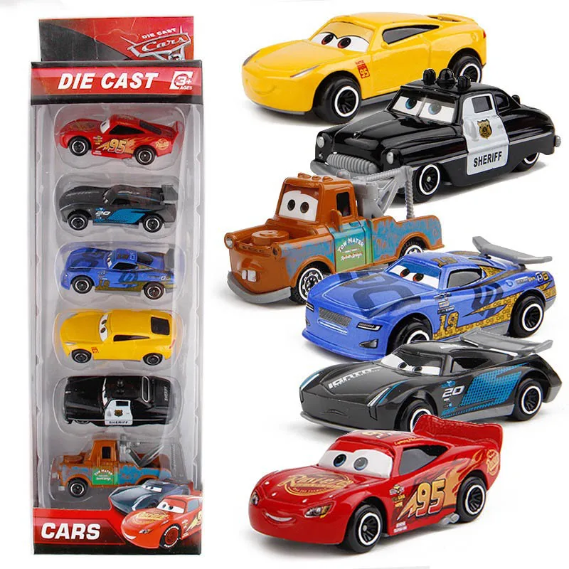 Kopen 7 stks set Disney Pixar Cars 2 3 Lightning Mcqueen Jackson Storm Legering Model Auto Diecast Toy Voertuigen Kerstcadeau voor jongen