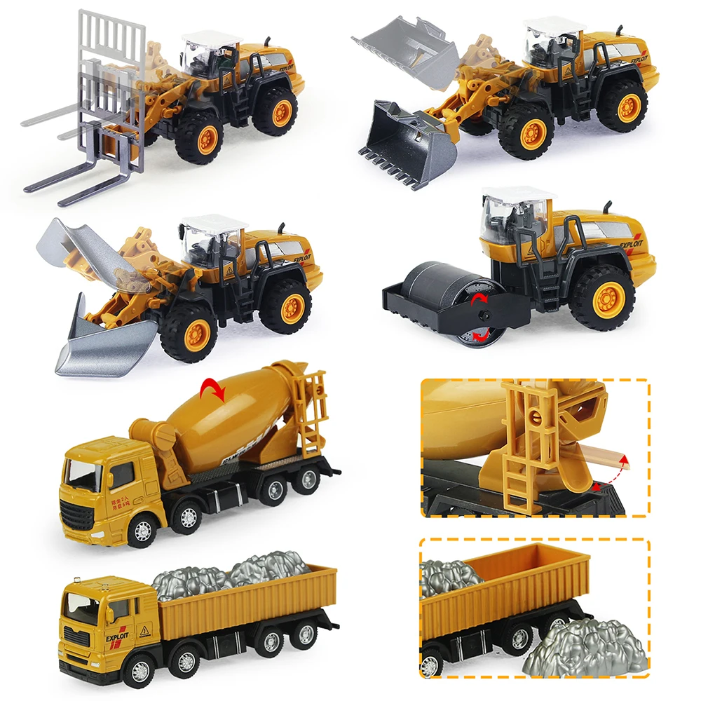 Engineering Vehicle Alloy Toy Set - Crane, Excavator, Bulldozer Construction Collection