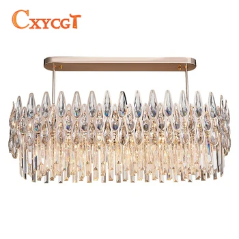 

Modern Oval Design Gold Crystal Chandelier Lighting Lamp AC110V 220V Lustre Dinning Room Living Room Lights