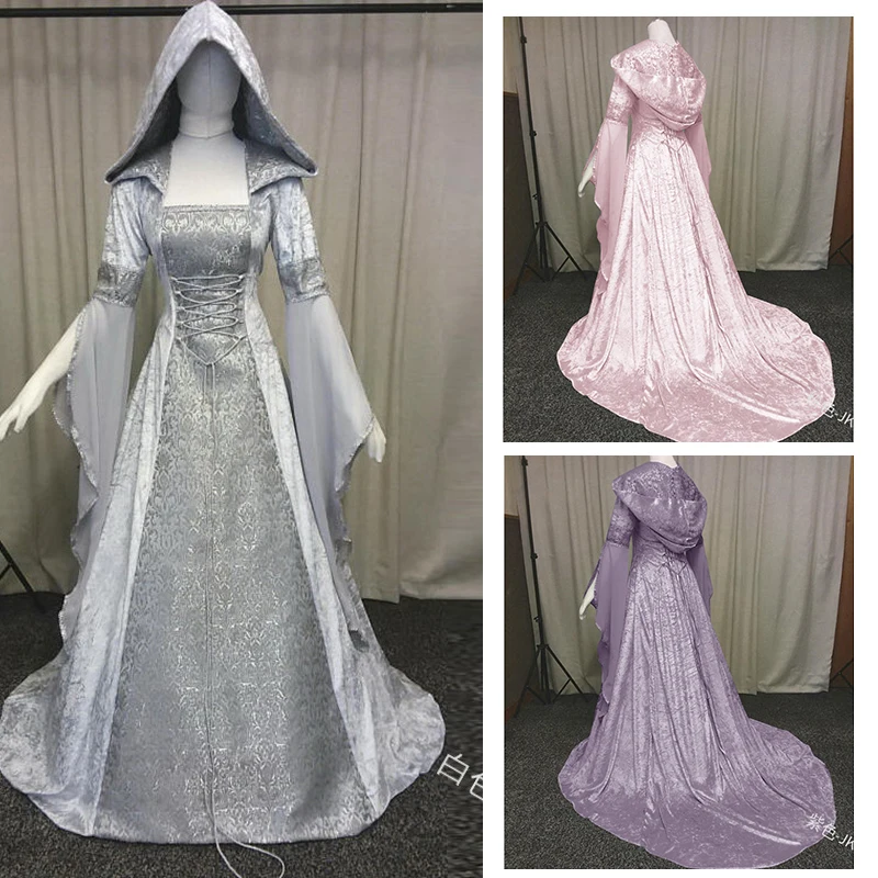 

New Hot Renaissance Medieval Costume Adult Fitted Bodice and dress Halloween Carnival Cosplay Costumes for Women Witch dress