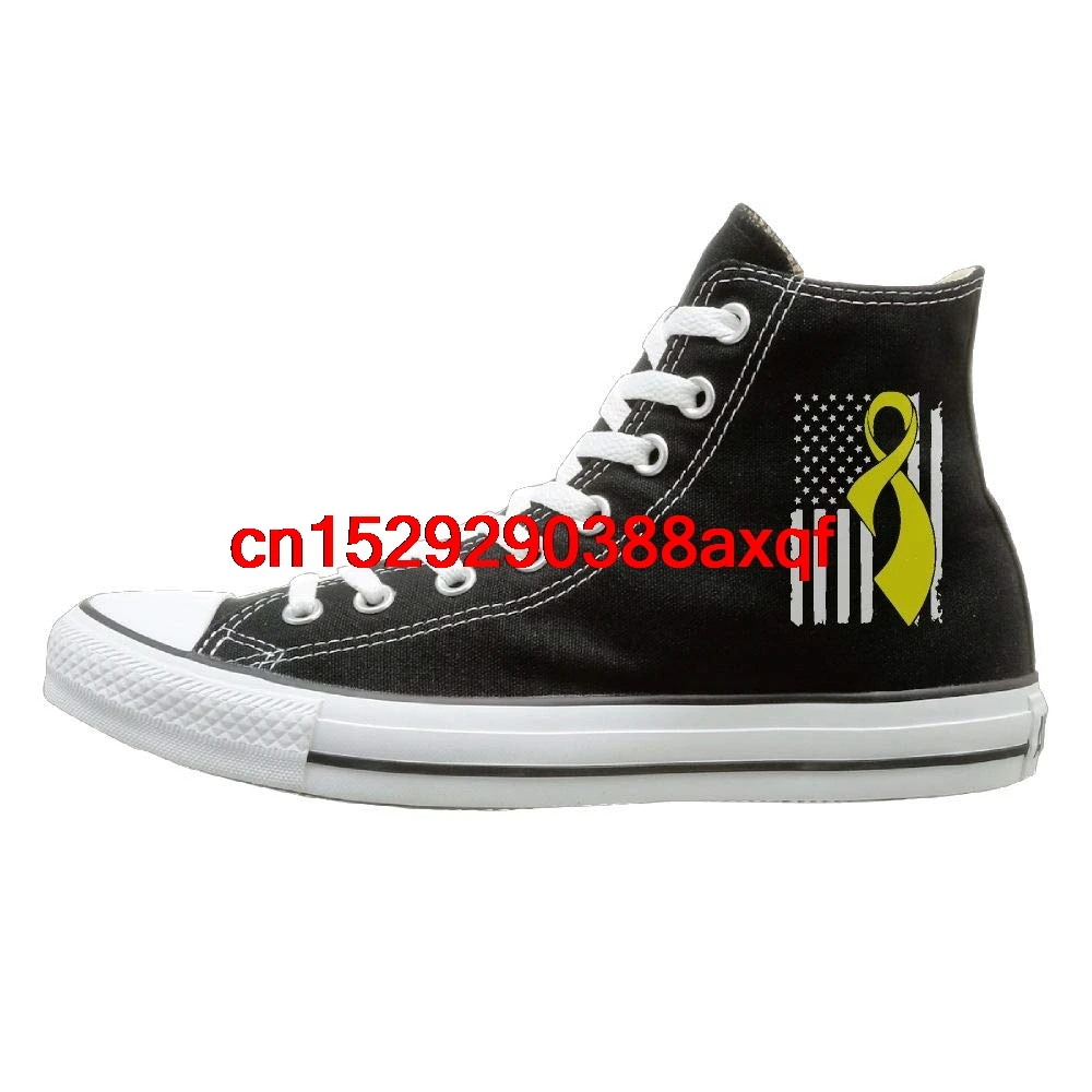 

Men's Women's Custom High-Top Lace Up Canvas Shoe,Bladder Cancer Awareness Flag-1 Trainers Sneaker For Men Women