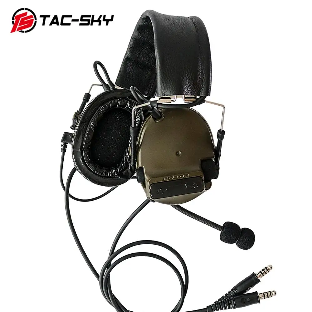 TAC SKY U94 PTT Kenwood plug noise reduction pickup shooting tactical headset COMTAC III double pass 3