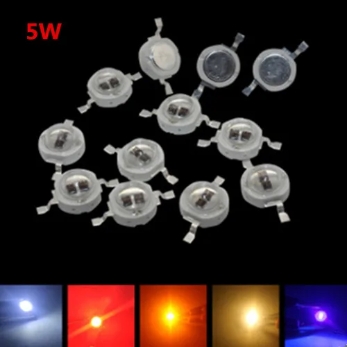 COB LED 칩 전구 고출력 램프, 따뜻한 흰색, 빨간색, 녹색, 파란색, 노란색, 좋은 대만 칩, 1W, 3W, 5W, 3V, 350MA, 750MA, 12PCs, 50PCs 2