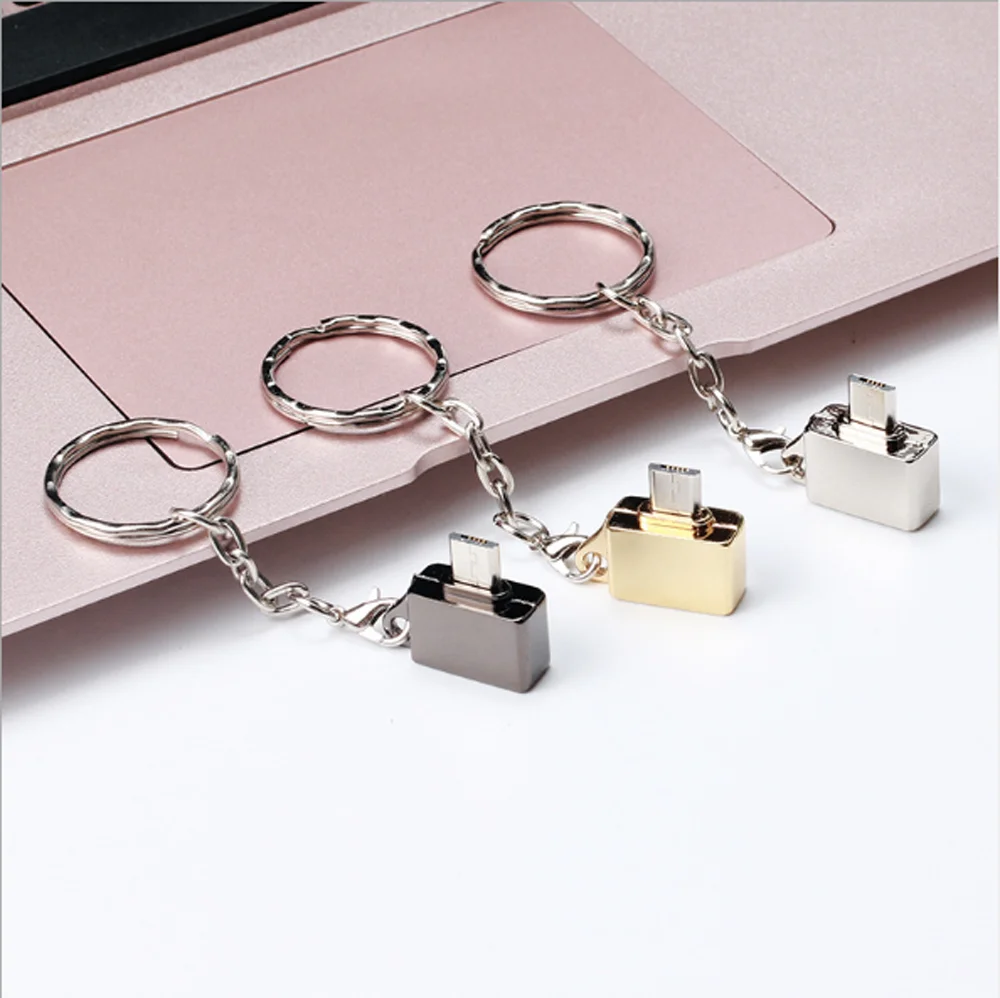 100 шт микро USB штекер к USB 2,0 A Женский Адаптер конвертера OTG с брелоком для сотового телефона адаптер Аксессуары для Android планшета