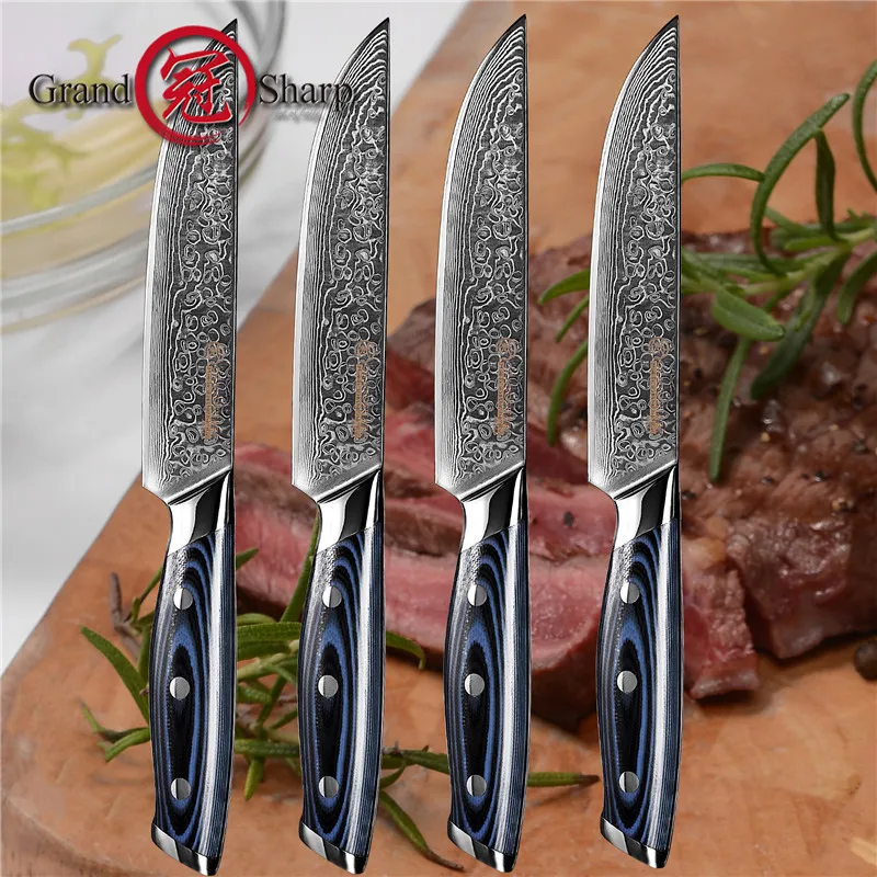 Grandsharp Professional Damascus Knife Set AUS10 High Carbon