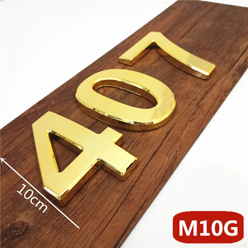 Gold 3D Large House and Mailbox Number Stickers - 10cm Modern Address Door Plate