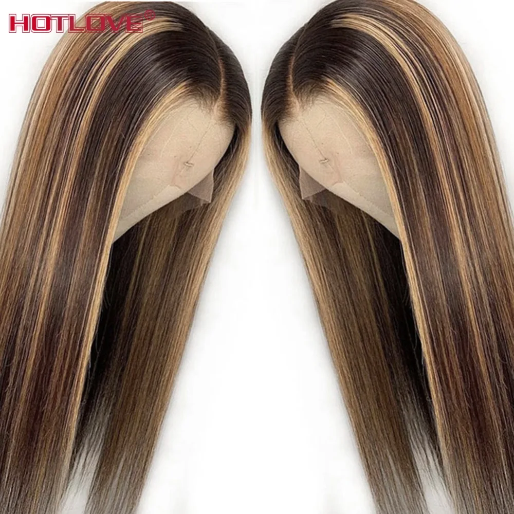 Straight Hair Lace Front Human Hair Wigs For Black Woman Brazilian Highlight Ombre Color Hair 13x4 Lace Front Wig Baby Hair Remy