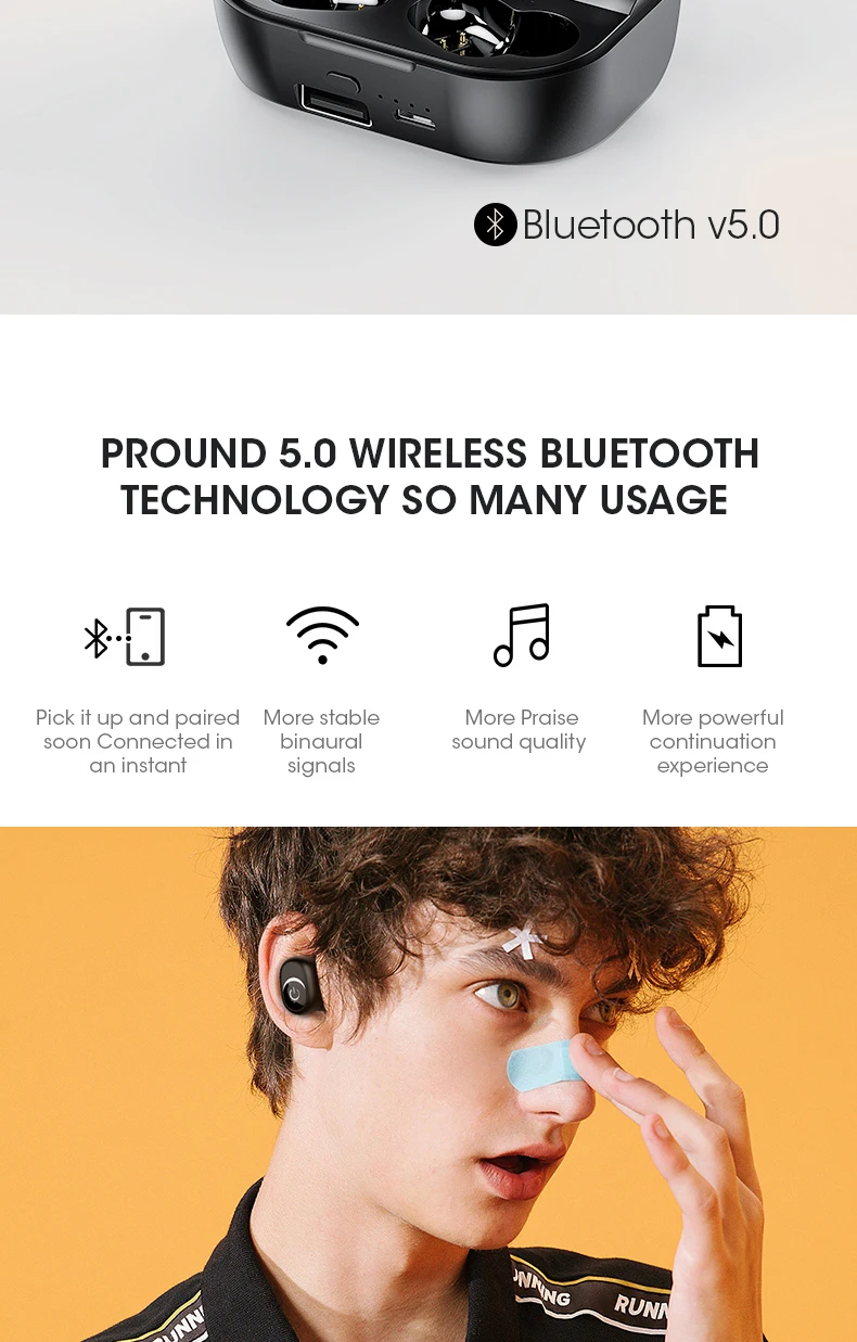 Наушники M5 TWS, Bluetooth 5,0, 3D стерео беспроводные наушники, свободные руки, мини наушники, IPX7, водонепроницаемые спортивные наушники для телефона