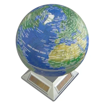

Rotating World Globe Map Solar Powered Home Room Office Table Decor Blue