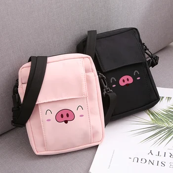 

2019 Female Casual Cute Smile Pig Mini Portable Single-shoulder Bag Waterproof Phone Coin Bag New Trend Handbag Crossbody Bag